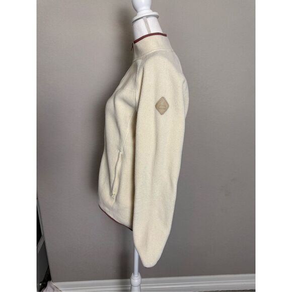 Burton Women’s Full Zip Fleece Jacket Cream Rust Trim Small - Picture 4 of 8